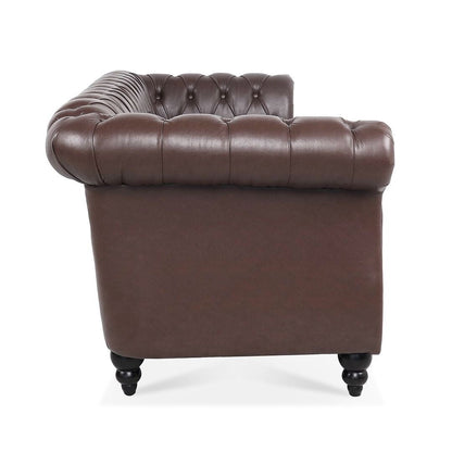 Divano Chesterfield in similpelle trapuntato da 84,65 pollici con braccioli arrotolati