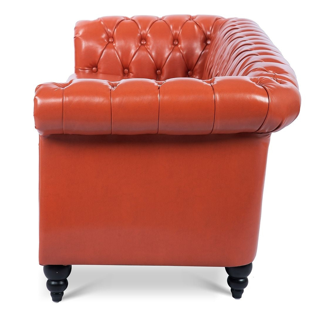Divano Chesterfield in similpelle trapuntato da 84,65 pollici con braccioli arrotolati