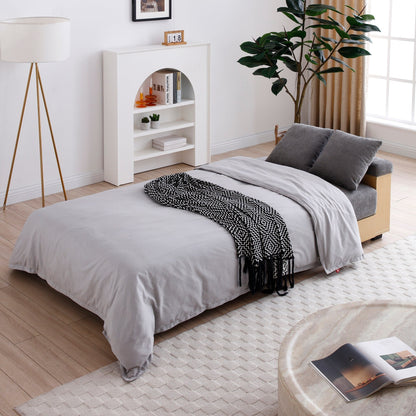 Divano letto trasformabile in lino e cotone a 3 posti con pouf contenitore, tavolo a ribalta, 2 cassetti, 84,65 €