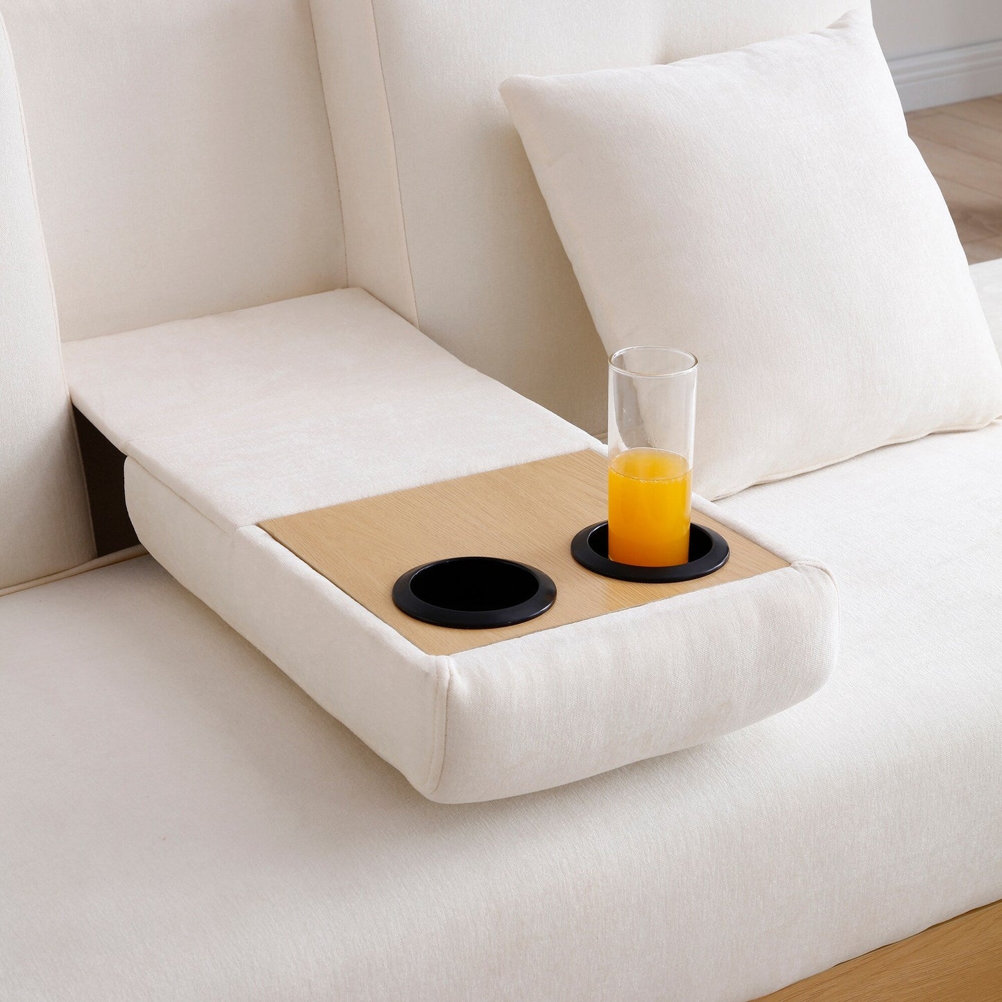 Divano letto trasformabile in lino e cotone a 3 posti con pouf contenitore, tavolo a ribalta, 2 cassetti, 84,65 €