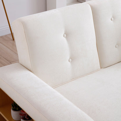 Divano letto trasformabile in lino e cotone a 3 posti con pouf contenitore, tavolo a ribalta, 2 cassetti, 84,65 €