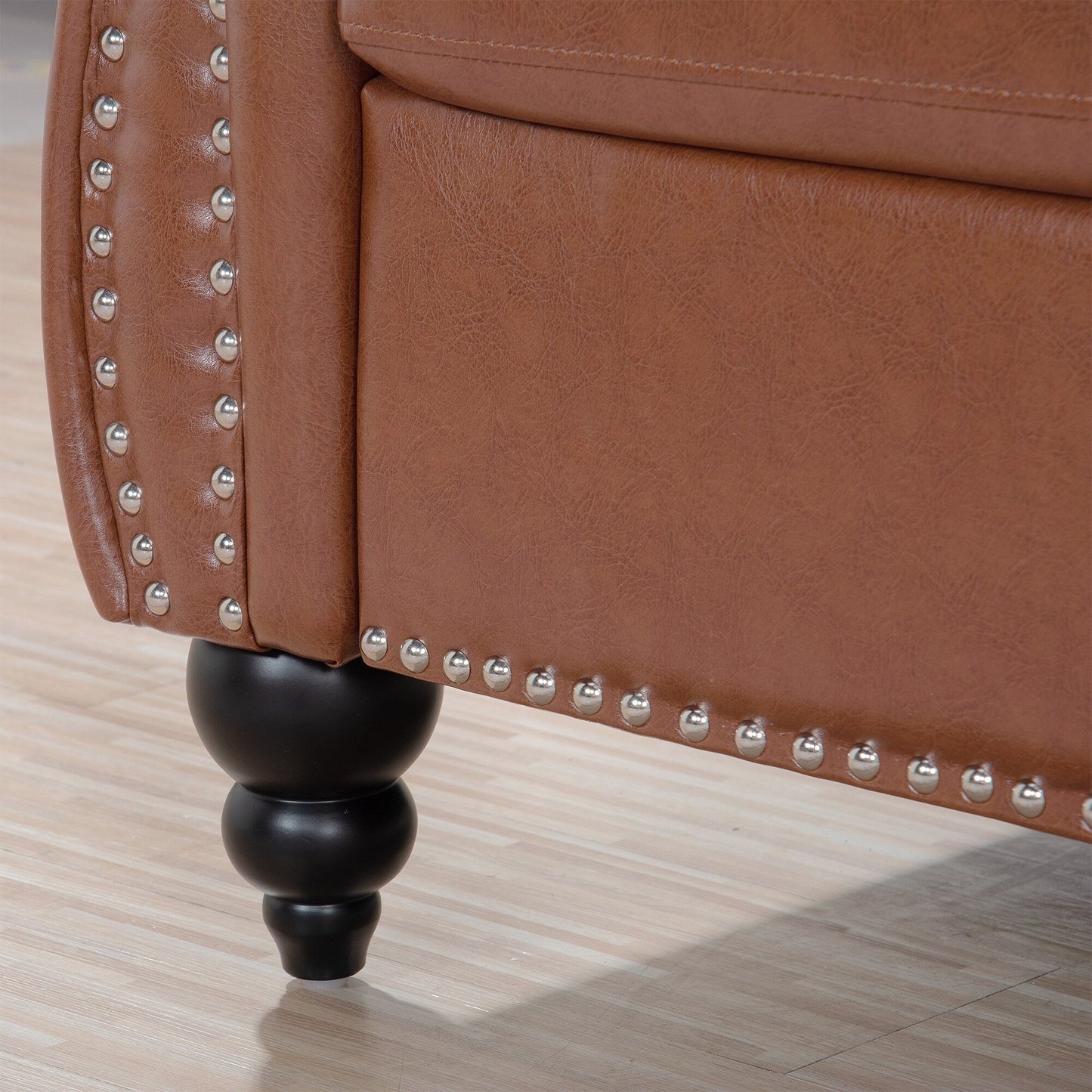 Divano Chesterfield in pelle PU da 84,65 pollici con braccioli arrotolati (3 posti)