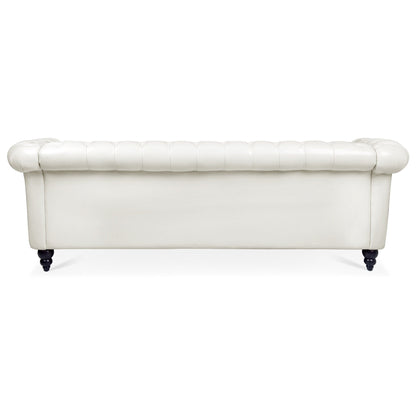 Divano Chesterfield in pelle PU da 84,65 pollici con braccioli arrotolati (3 posti)