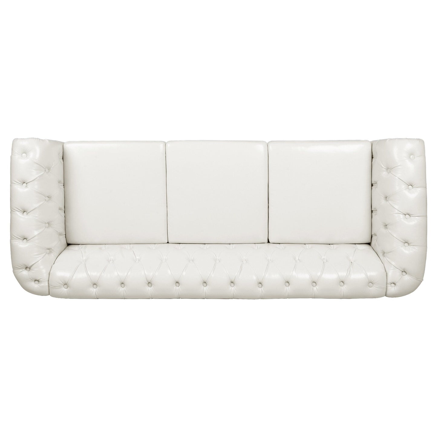 Divano Chesterfield in pelle PU da 84,65 pollici con braccioli arrotolati (3 posti)