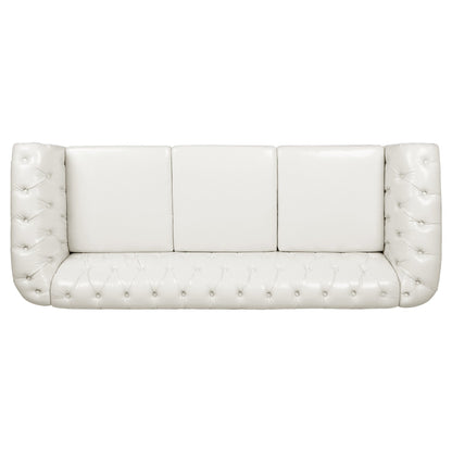 Divano Chesterfield in pelle PU da 84,65 pollici con braccioli arrotolati (3 posti)