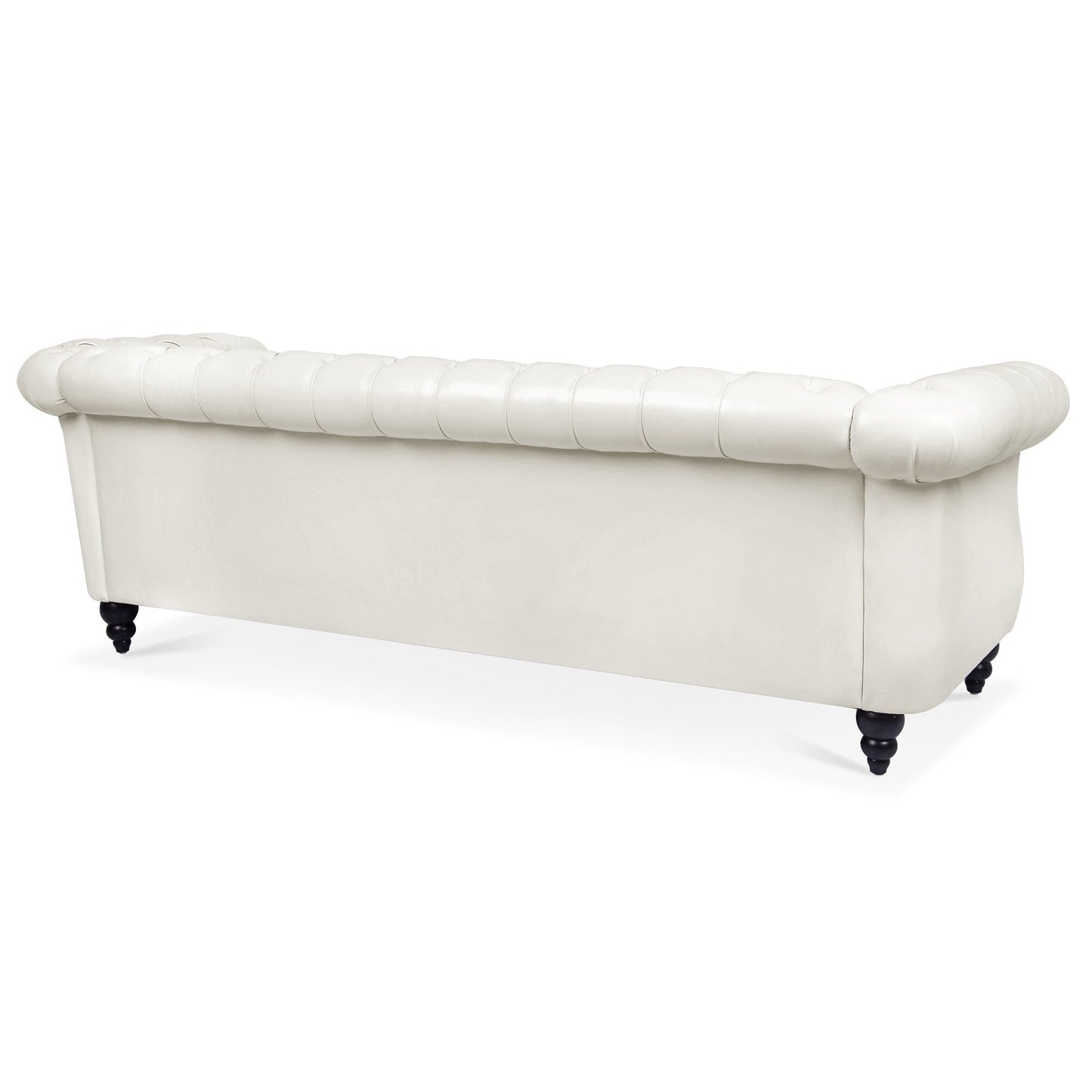 Divano Chesterfield in pelle PU da 84,65 pollici con braccioli arrotolati (3 posti)