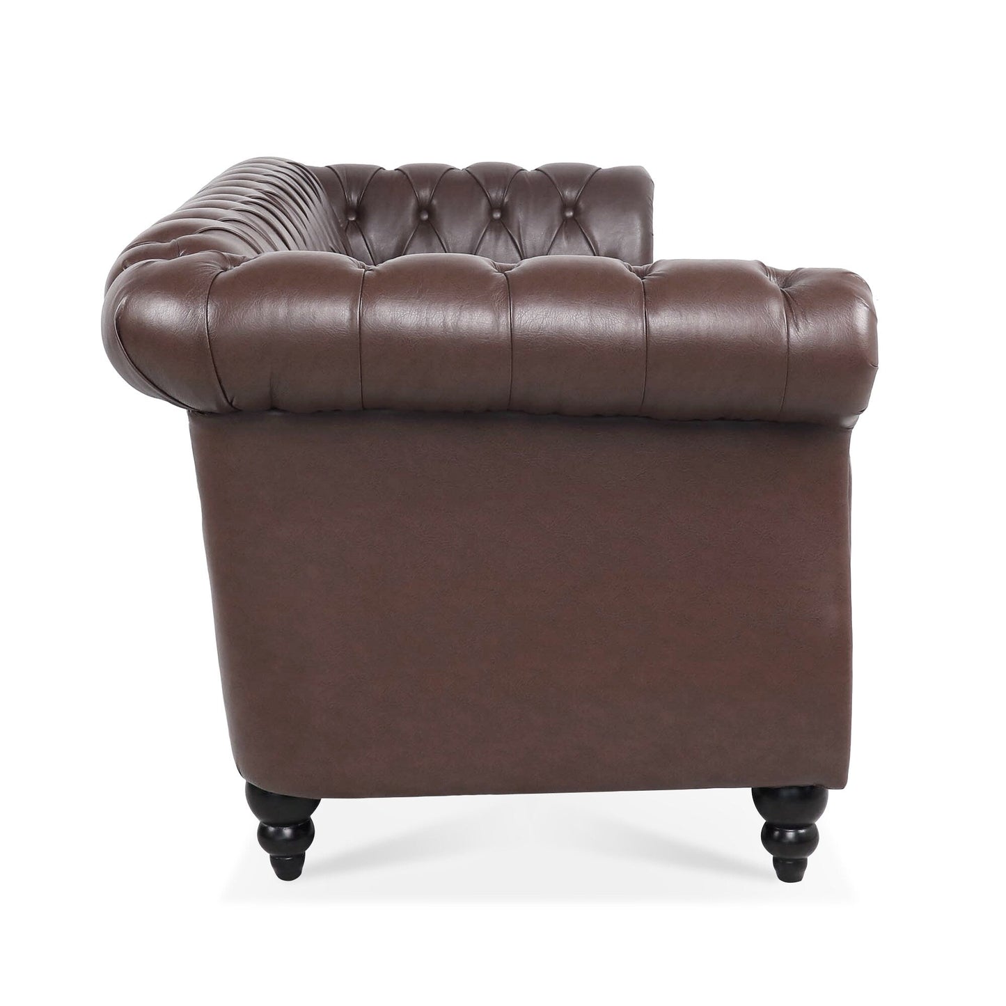 Divano Chesterfield in pelle PU da 84,65 pollici con braccioli arrotolati (3 posti)