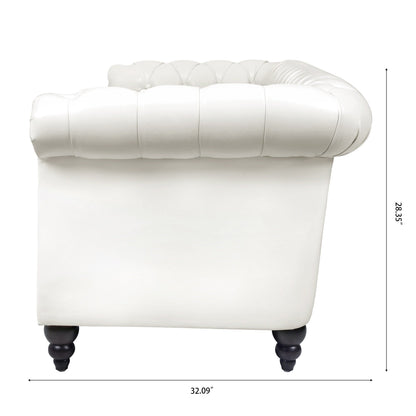 Divano Chesterfield in pelle PU da 84,65 pollici con braccioli arrotolati (3 posti)