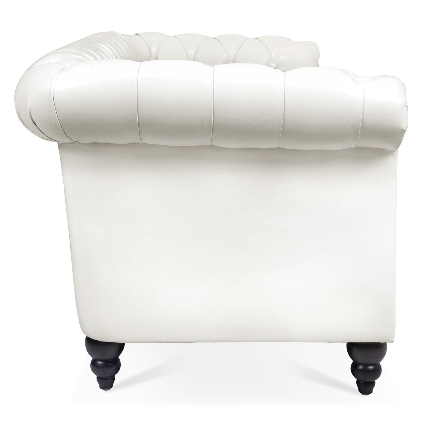 Divano Chesterfield in pelle PU da 84,65 pollici con braccioli arrotolati (3 posti)