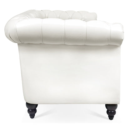 Divano Chesterfield in pelle PU da 84,65 pollici con braccioli arrotolati (3 posti)