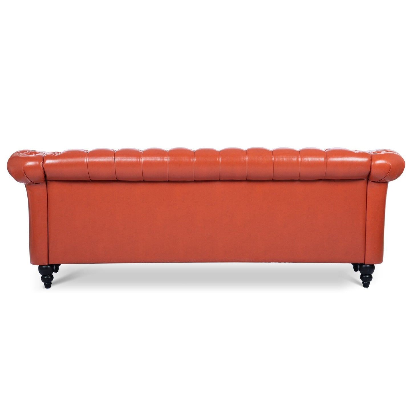 Divano Chesterfield in pelle PU da 84,65 pollici con braccioli arrotolati (3 posti)