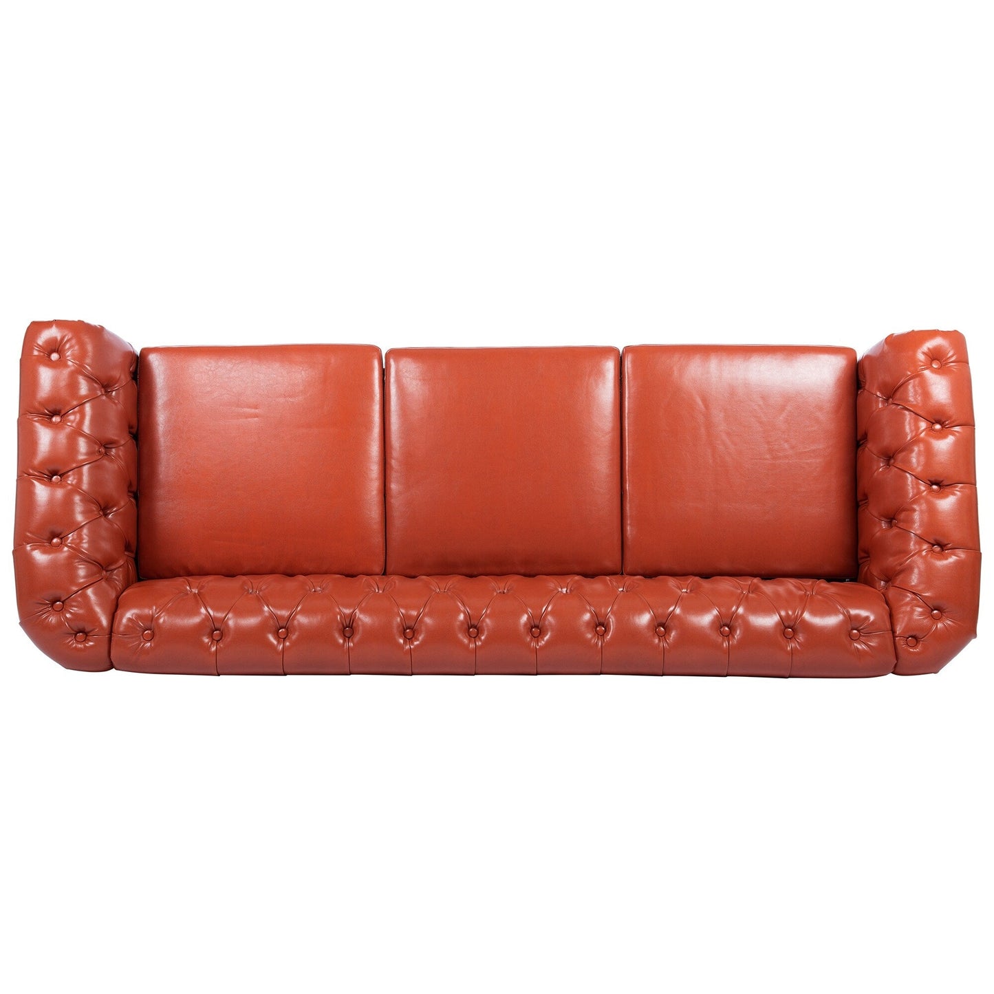 Divano Chesterfield in pelle PU da 84,65 pollici con braccioli arrotolati (3 posti)