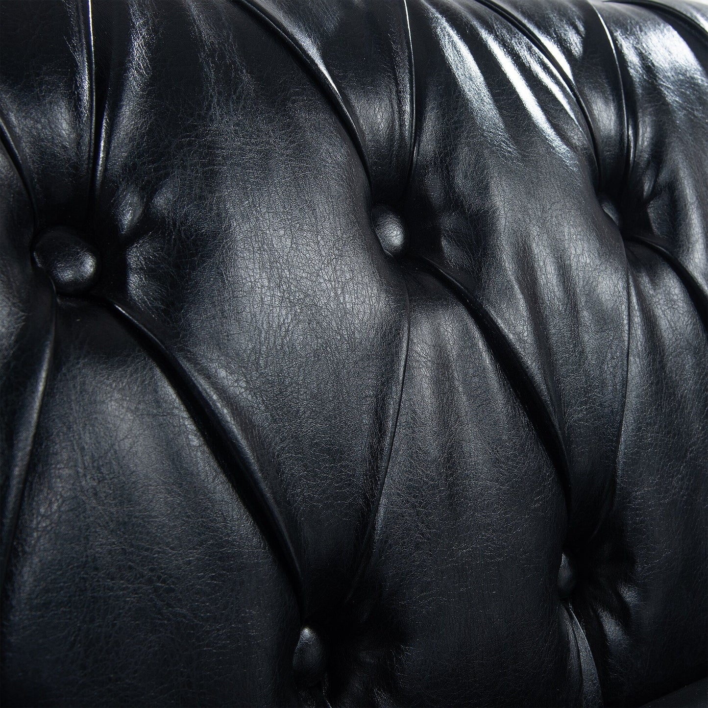 Divano Chesterfield in pelle PU da 84,65 pollici con braccioli arrotolati (3 posti)