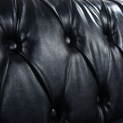 Divano Chesterfield in pelle PU da 84,65 pollici con braccioli arrotolati (3 posti)