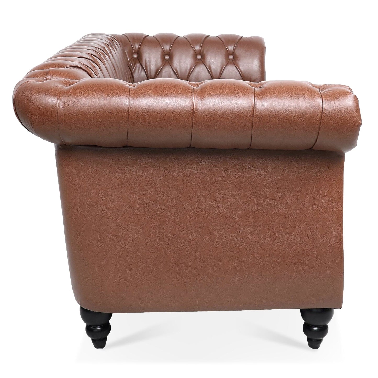 Divano Chesterfield in pelle PU da 84,65 pollici con braccioli arrotolati (3 posti)