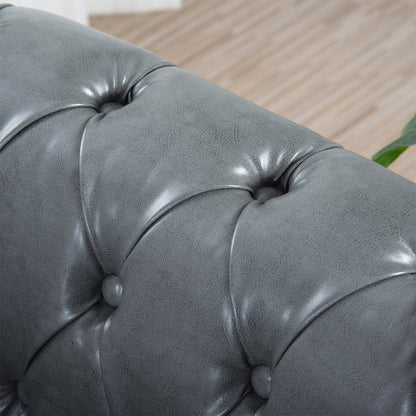 Divano Chesterfield in pelle PU da 84,65 pollici con braccioli arrotolati (3 posti)