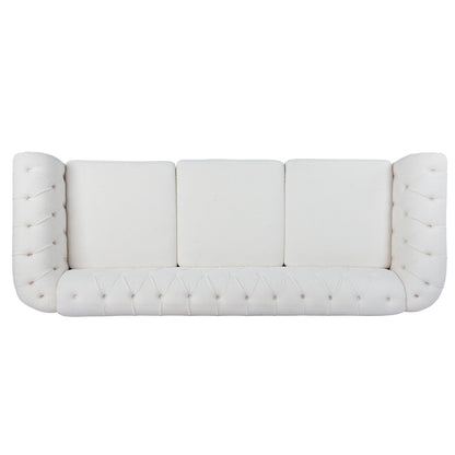 Divano Chesterfield in poliestere con braccioli arrotolati (3 posti) 84,65