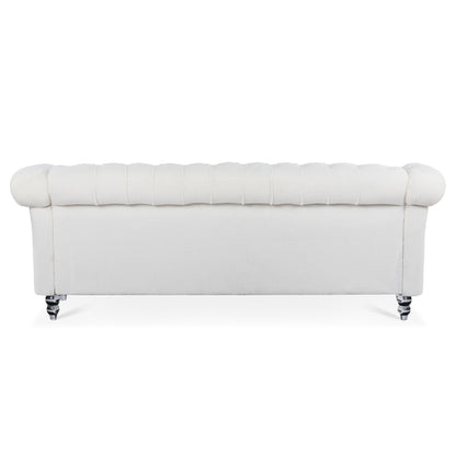 Divano Chesterfield in poliestere con braccioli arrotolati (3 posti) 84,65