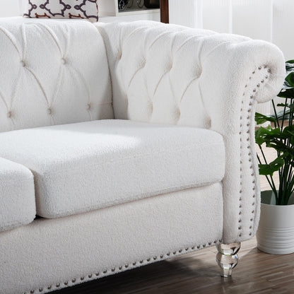 Divano Chesterfield in poliestere con braccioli arrotolati (3 posti) 84,65