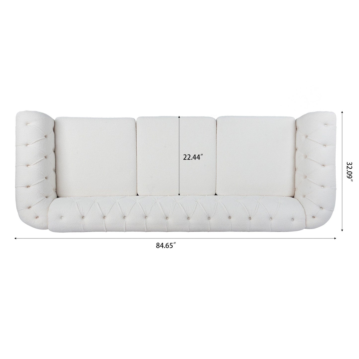 Divano Chesterfield in poliestere con braccioli arrotolati (3 posti) 84,65