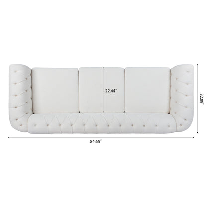 Divano Chesterfield in poliestere con braccioli arrotolati (3 posti) 84,65