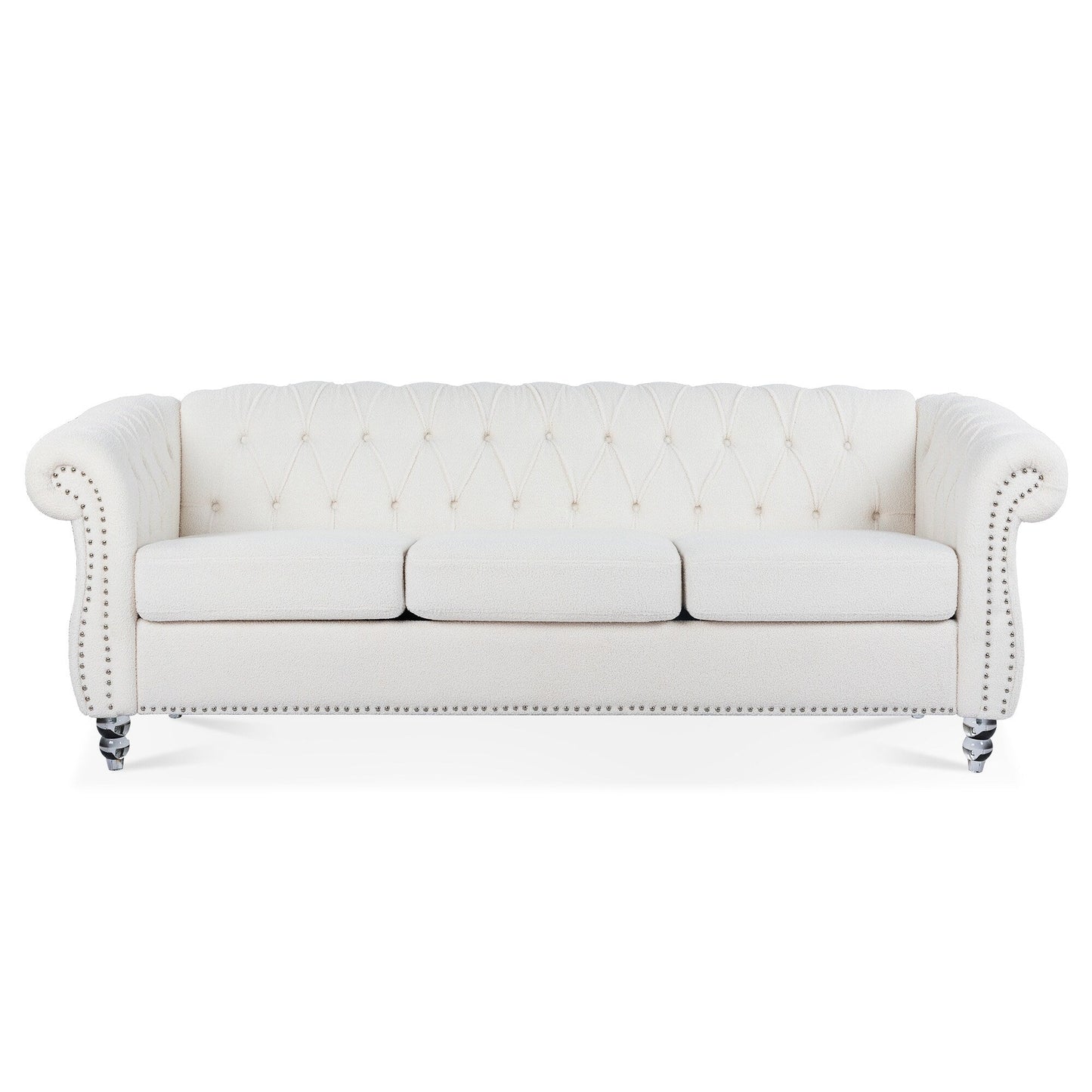 Divano Chesterfield in poliestere con braccioli arrotolati (3 posti) 84,65