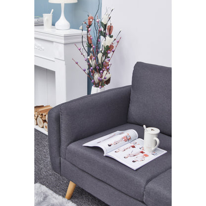Divano a 3 posti a L in lino da 84,6'' con chaise longue reversibile, cuscini a molle indipendenti, struttura in legno massello, doppi braccioli
