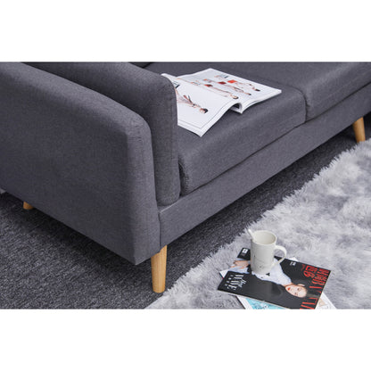 Divano a 3 posti a L in lino da 84,6'' con chaise longue reversibile, cuscini a molle indipendenti, struttura in legno massello, doppi braccioli