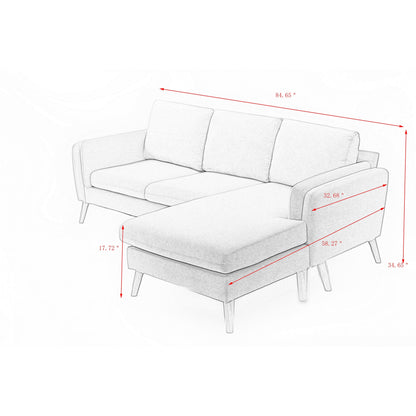 Divano a L in lino da 84,6'' con chaise longue reversibile