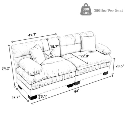 Divano imbottito a 3 posti con imbottitura in memory foam a doppio strato e cuscini comfort in omaggio