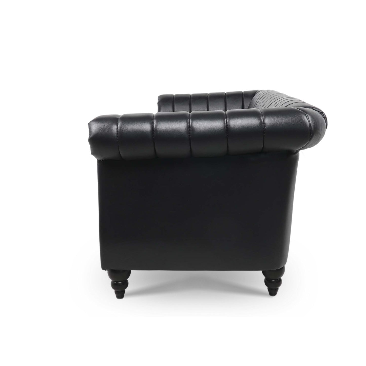 Divano Chesterfield a tre posti con braccioli arrotolati in PU da 84''
