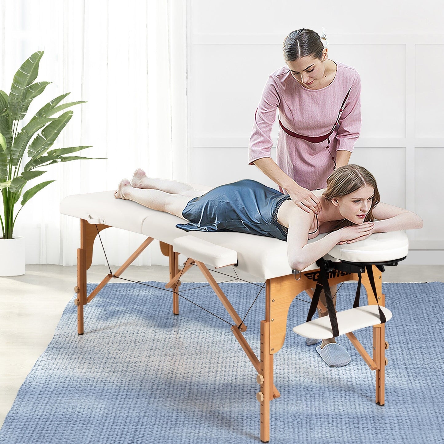 Lettino da massaggio portatile da 84''L, regolabile, per spa viso, tatuaggi, con trasporto