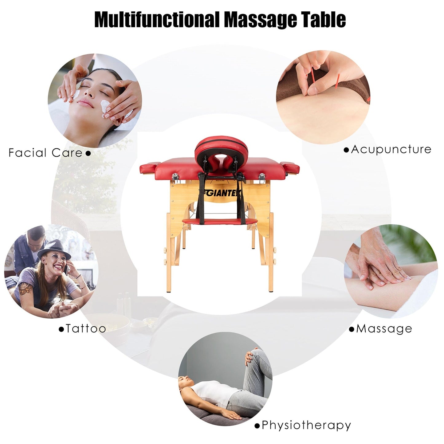 Lettino da massaggio portatile da 84''L, regolabile, per spa viso, tatuaggi, con trasporto