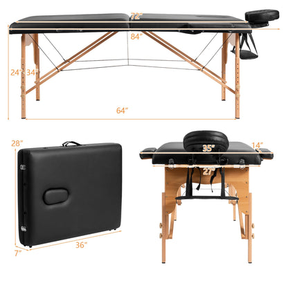 Lettino da massaggio portatile da 84''L, regolabile, per spa viso, tatuaggi, con trasporto