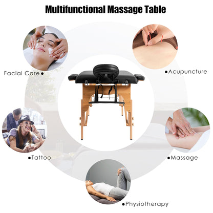 Lettino da massaggio portatile da 84''L, regolabile, per spa viso, tatuaggi, con trasporto