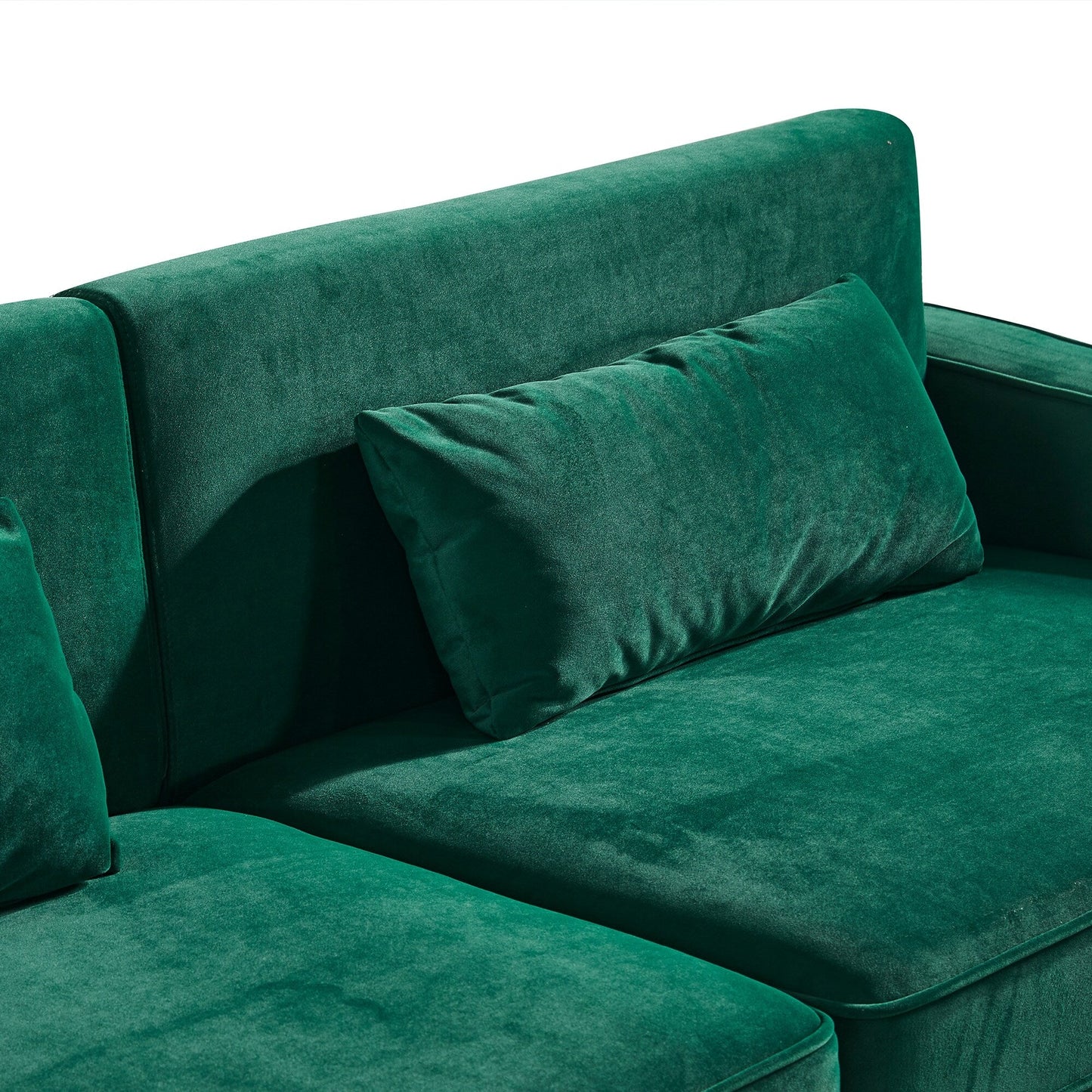 Divano moderno a 3 posti in velluto da 85,44 pollici con 2 cuscini, gambe in metallo dorato, eleganza senza tempo, schiuma ad alta densità