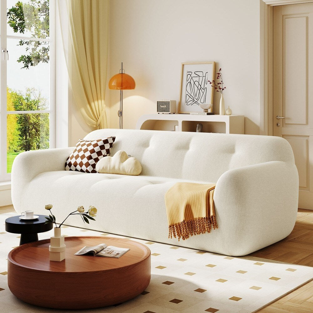 Divano moderno a 3 posti in ciniglia con design a compressione in spugna completa e schiuma senza polvere