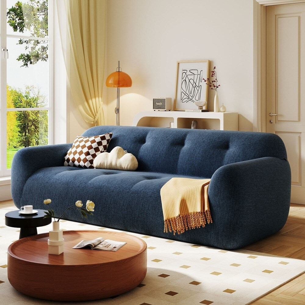 Divano moderno a 3 posti in ciniglia con design a compressione in spugna completa e schiuma senza polvere