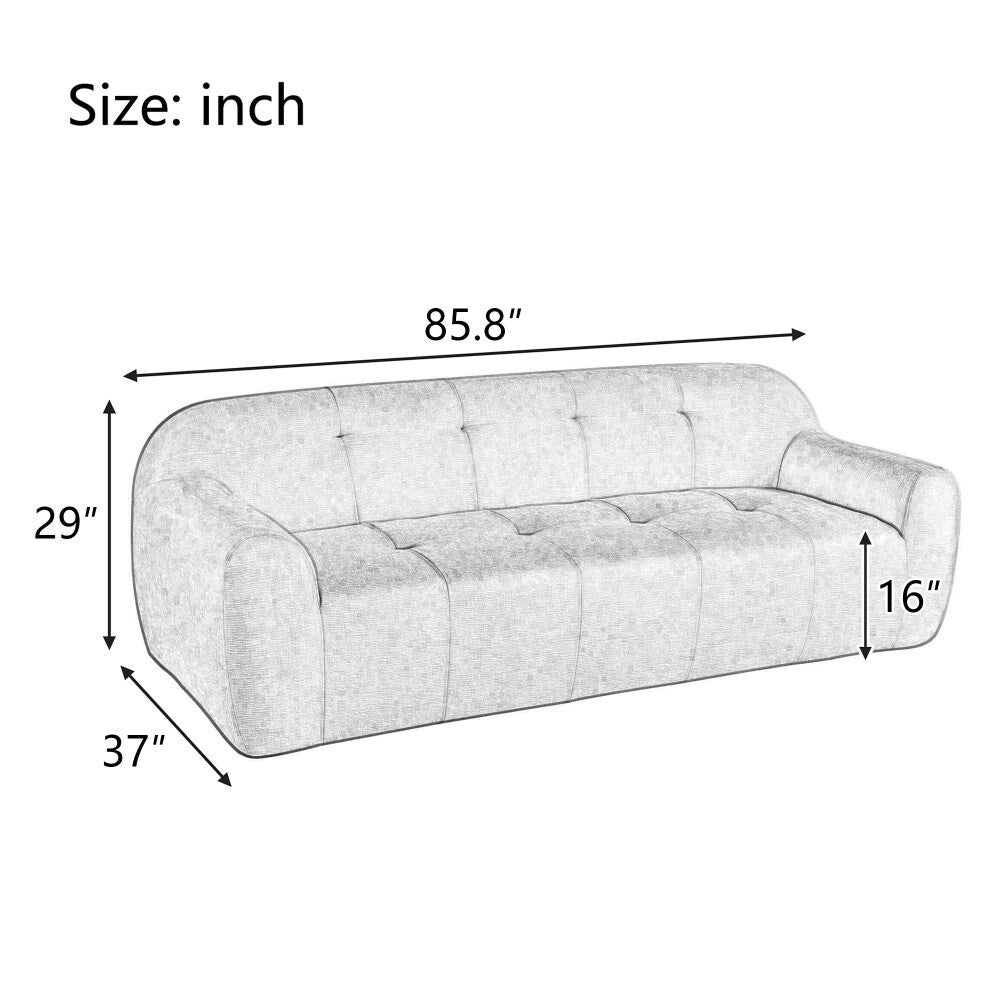 Divano moderno a 3 posti in ciniglia con design a compressione in spugna completa e schiuma senza polvere