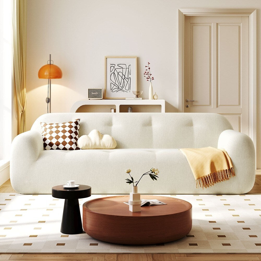 Divano moderno a 3 posti in ciniglia con design a compressione in spugna completa e schiuma senza polvere