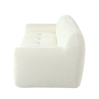 Divano a 3 posti in tessuto ciniglia largo 85,8 con stile capitonné, design a compressione completa della spugna, con schiuma senza polvere