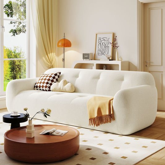 Divano a 3 posti in tessuto ciniglia largo 85,8 con stile capitonné, design a compressione completa della spugna, con schiuma senza polvere