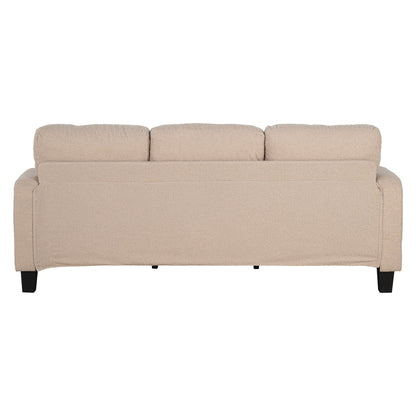 Divano moderno a 3 posti in velluto a coste beige con USB e 2 cuscini