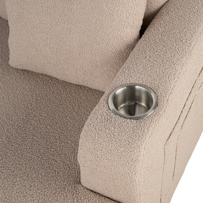 Divano moderno a 3 posti in velluto a coste beige con USB e 2 cuscini