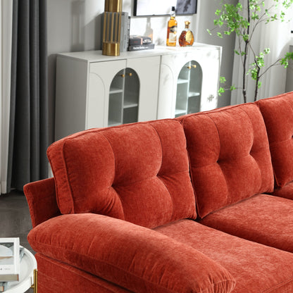 Divano a 3 posti a forma di L in tessuto da 85'', con chaise longue, cuscini rinforzati a molle, struttura in legno e cuscini per la vita