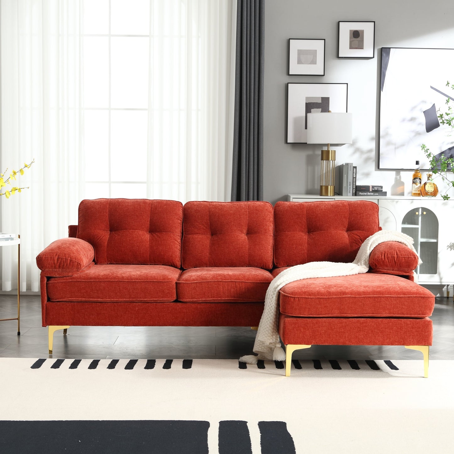 Divano a 3 posti a L da 85'' con chaise longue e cuscino a molle
