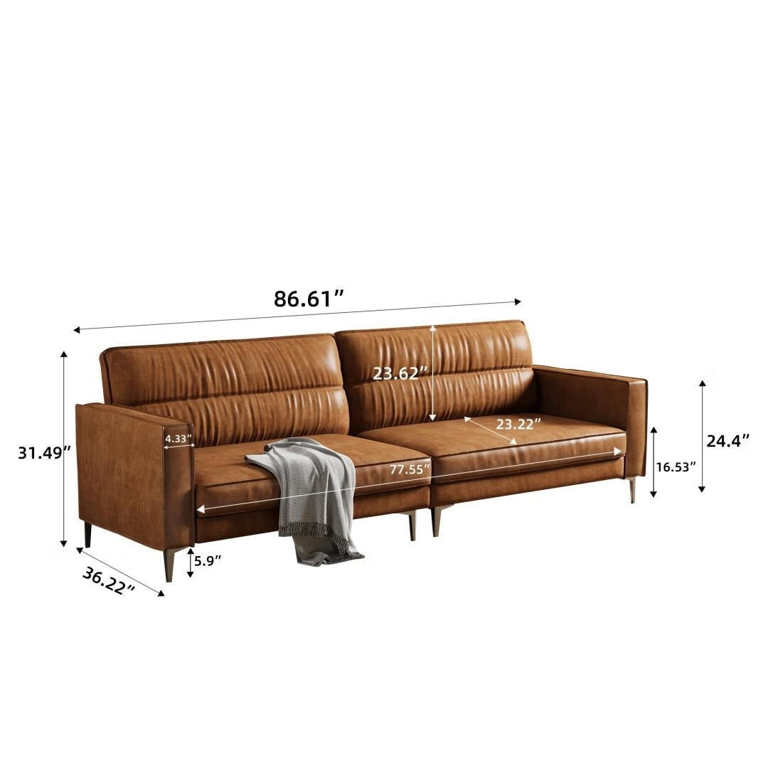 Divano componibile in pelle oliata 86.61, divano a 2 posti dal design moderno, mobili per soggiorno comodi ed eleganti