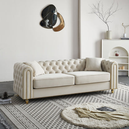 Divano moderno di lusso da 86'' con 2 cuscini decorativi per soggiorno e camera da letto