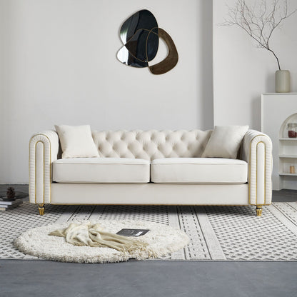 Divano moderno di lusso da 86'' con 2 cuscini decorativi per soggiorno e camera da letto