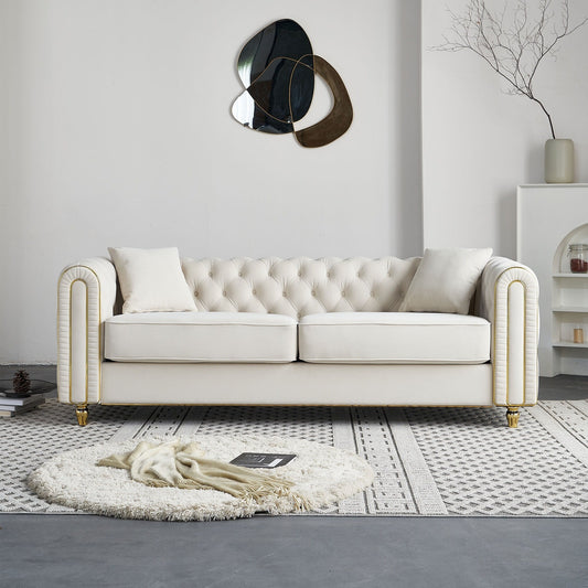 Divano moderno di lusso da 86'' con 2 cuscini decorativi per soggiorno e camera da letto